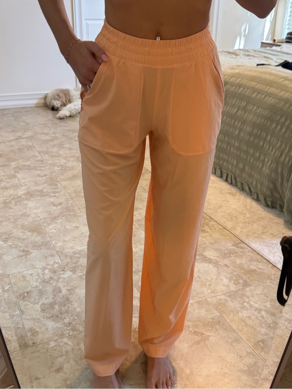 Lululemon Swift mid-rise wide leg pant - peach Bellini color